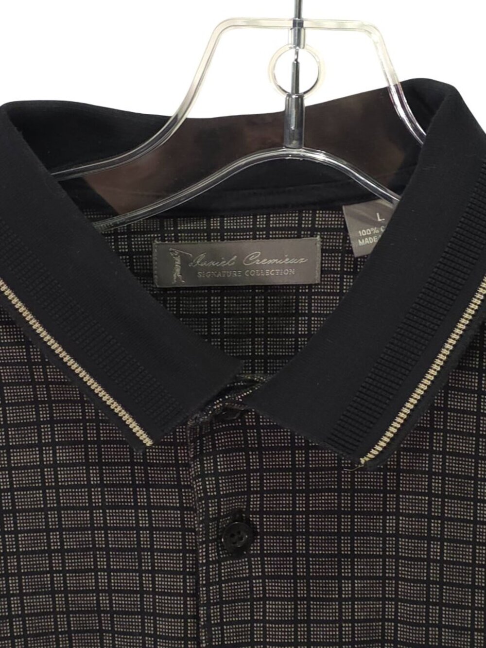 David Taylor Black Grid Polo Shirt Short Sleeve Lightweight Men's L - Picture 2 of 5